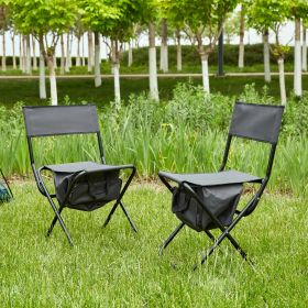 2-piece Folding Outdoor Chair with Storage Bag, Portable Chair for indoor, Outdoor Camping, Picnics and Fishing,Grey