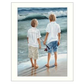 "Going Fishing" By Georgia Janisse, Printed Wall Art, Ready To Hang Framed Poster, White Frame