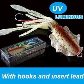 UVluminous Bionic Squid Fishing Lure Deep Sea Boat Fishing Bait (Option: Color F-85g)