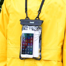 Touch Screen Mobile Phone IPX8 Waterproof Bag For Diving Seaside Swimming Rafting; Sealed Mobile Phone Case; Extra Large Outdoor Fishing Supplies (Color: Black)