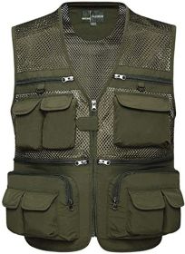 Mens Waistcoat Summer Outdoor Casual Fishing Safari Hiking Vest with Multi-Pocket (size: XL)