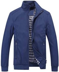 Men's Lightweight Casual Jackets Full-Zip Windbreakers Fashion Jackets Outerwear (Color: BLUE-3XL)