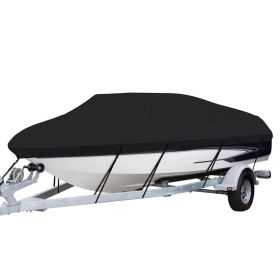 Heavy Duty 600D Marine Grade Waterproof Boat Cover Fit V-Hull Tri-Hull Runabout (size: 16-18FT)